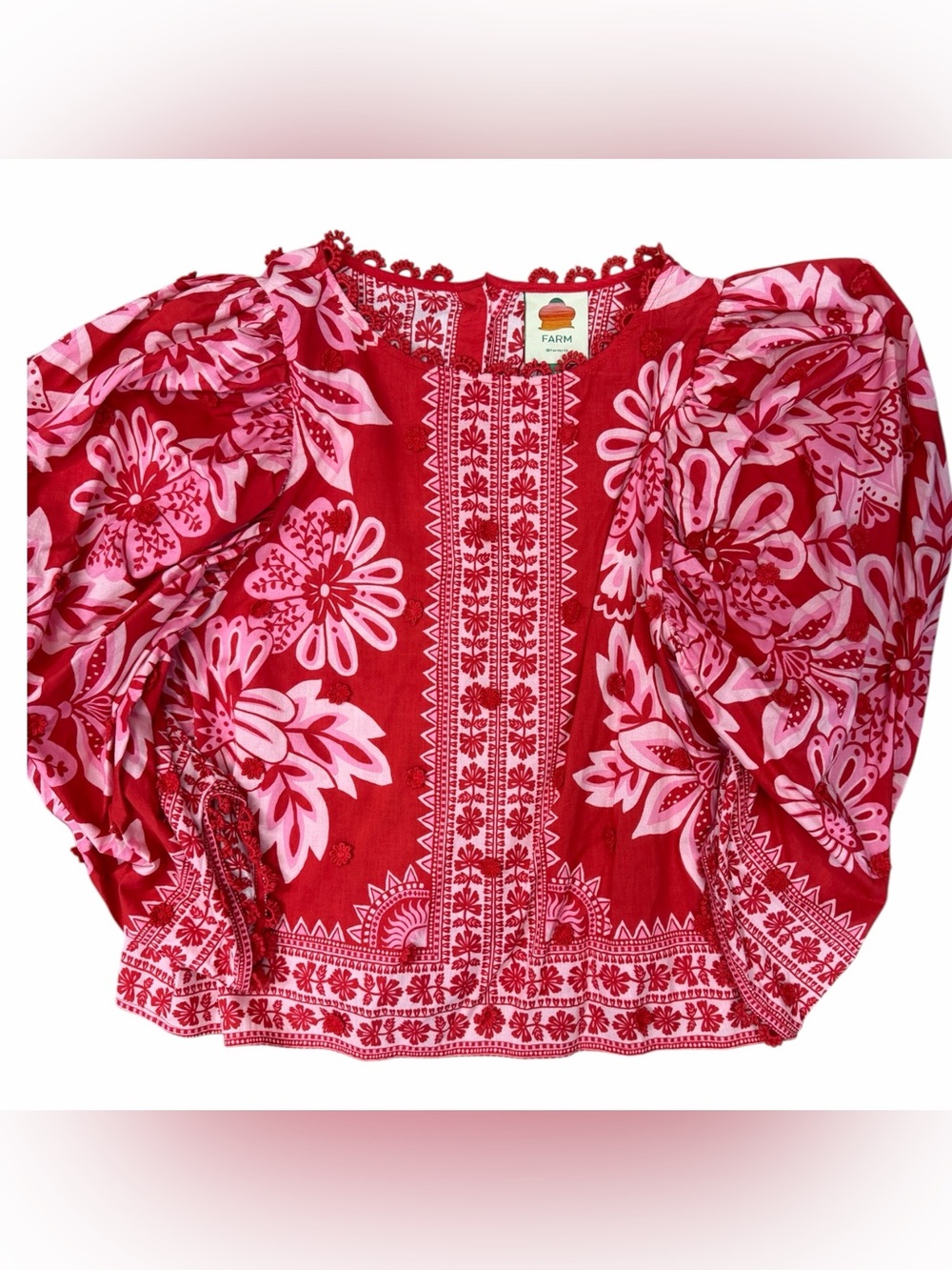 F33 Farm Rio Red Flora Tapestry Blouse